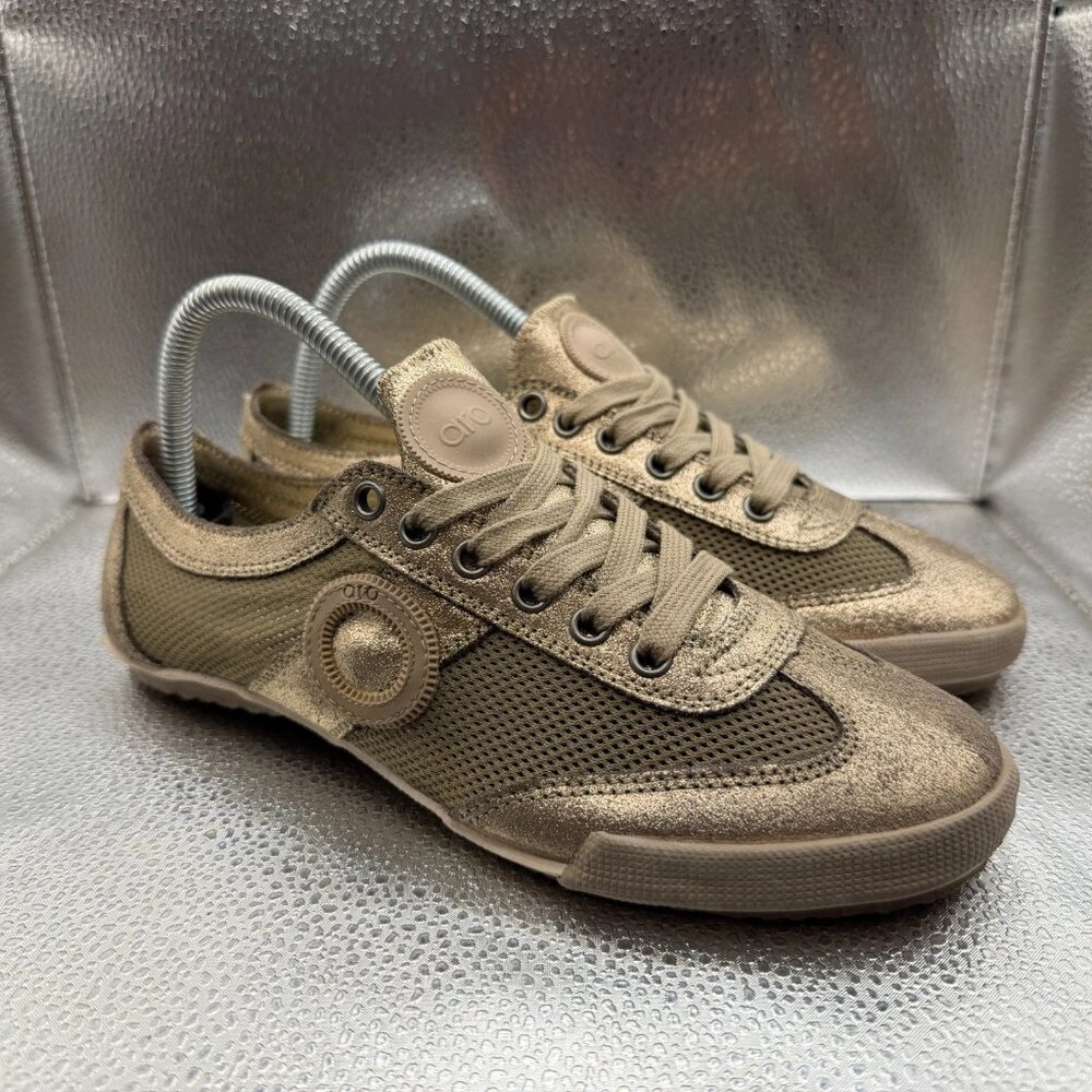 Size EU 38 Aro Joaneta Gold Metallic Womens Low Top Lace Up Sneaker Shoes‎